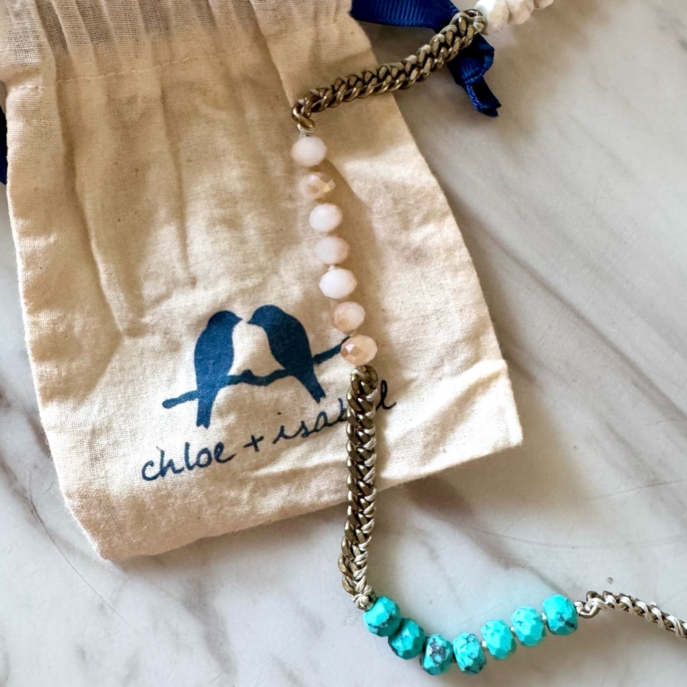 Chloe + Isabel gold-tone Necklace w/ Turquoise & beige stones